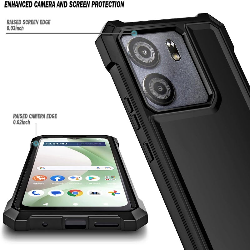 WDHD Designed for BLU View 5 Case, Blu F5 5G Phone Case with [Tempered Glass Screen Protector], Full-Body Protective Shockproof Rugged Bumper Cover Phone Case (Black) - Image 2
